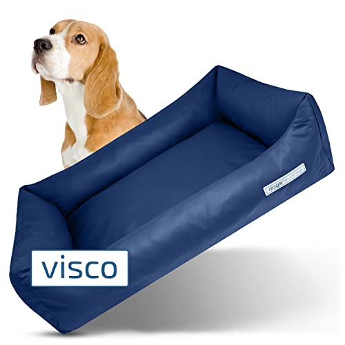 dogsfavorite Hunde-Bett mit Visco-Kissen - waschbares Hundekörbchen - hochwertiges Hundesofa - gelenkschonendes Hundekissen - robuste Hundematte - Marine - Gr. XL - 130 x 95 cm von dogsfavorite