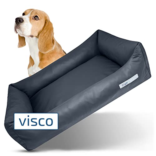 dogsfavorite Hunde-Bett mit Visco-Kissen - waschbares Hundekörbchen - hochwertiges Hundesofa - gelenkschonendes Hundekissen - robuste Hundematte - dunkelgrau - Gr. M - 100 x 75 cm von dogsfavorite
