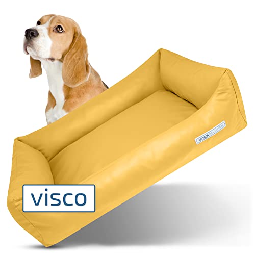 dogsfavorite Hunde-Bett mit Visco-Kissen - waschbares Hundekörbchen - hochwertiges Hundesofa - gelenkschonendes Hundekissen - robuste Hundematte - gelb - Gr. L - 115 x 85 cm von dogsfavorite