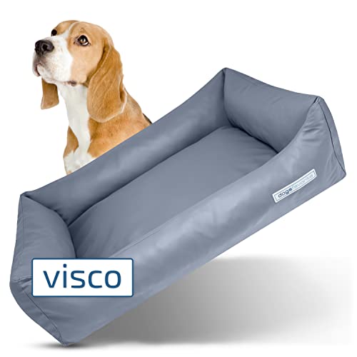 dogsfavorite Hunde-Bett mit Visco-Kissen - waschbares Hundekörbchen - hochwertiges Hundesofa - gelenkschonendes Hundekissen - robuste Hundematte - grau - Gr. L - 115 x 85 cm von dogsfavorite