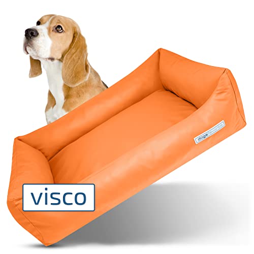dogsfavorite Hunde-Bett mit Visco-Kissen - waschbares Hundekörbchen - hochwertiges Hundesofa - gelenkschonendes Hundekissen - robuste Hundematte - orange - Gr. L - 115 x 85 cm von dogsfavorite
