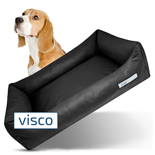 dogsfavorite Hunde-Bett mit Visco-Kissen - waschbares Hundekörbchen - hochwertiges Hundesofa - gelenkschonendes Hundekissen - robuste Hundematte - schwarz - Gr. M - 100 x 75 cm von dogsfavorite