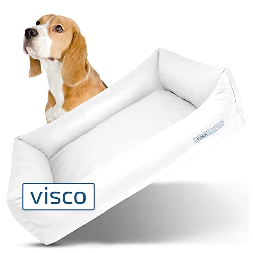 dogsfavorite Hunde-Bett mit Visco-Kissen - waschbares Hundekörbchen - hochwertiges Hundesofa - gelenkschonendes Hundekissen - robuste Hundematte - weiß - Gr. XL - 130 x 95 cm von dogsfavorite