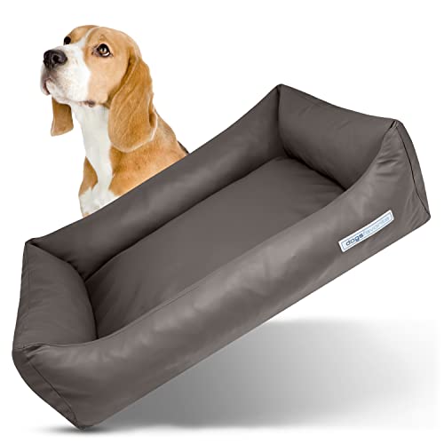 dogsfavorite Hunde-Bett - waschbares Hundekörbchen - hochwertiges Hundesofa - gelenkschonendes Hundekissen - robuste Hundematte - Hundekorb - Taupe - Gr. S 80 x 60 cm von dogsfavorite