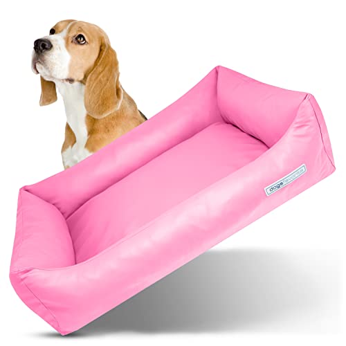 dogsfavorite Hunde-Bett - waschbares Hundekörbchen - hochwertiges Hundesofa - gelenkschonendes Hundekissen - robuste Hundematte - Hundekorb - pink - Gr. M 100 x 75 cm von dogsfavorite
