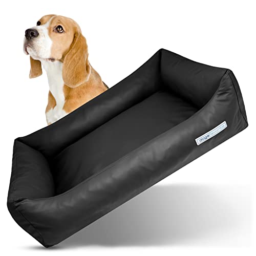 dogsfavorite Hunde-Bett - waschbares Hundekörbchen - hochwertiges Hundesofa - gelenkschonendes Hundekissen - robuste Hundematte - Hundekorb - schwarz - Gr. S 80 x 60 cm von dogsfavorite