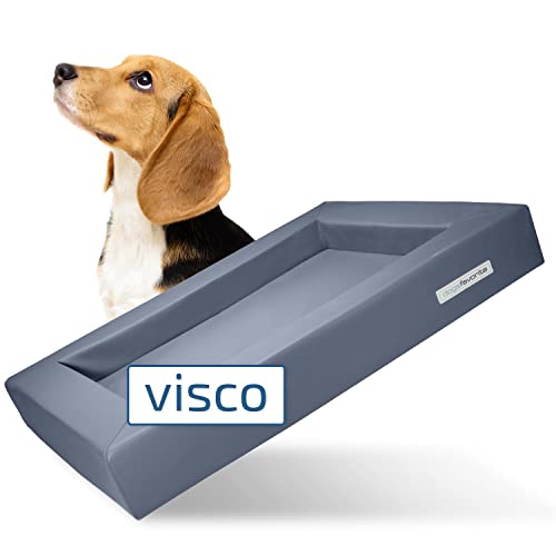 dogsfavorite Hunde-Bett mit Visco-Kissen - waschbares Hundekörbchen - hochwertiges Hundesofa - gelenkschonendes Hundekissen - robuste Hundematte - Gr. XL 130 x 100cm - grau von dogsfavorite