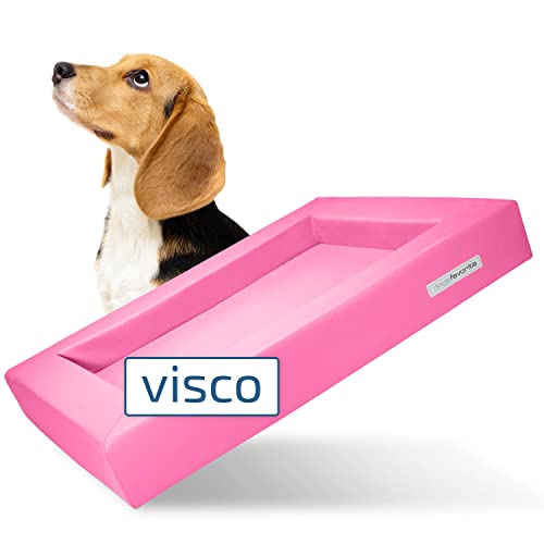 dogsfavorite Hunde-Bett mit Visco-Kissen - waschbares Hundekörbchen - hochwertiges Hundesofa - gelenkschonendes Hundekissen - robuste Hundematte - Gr. XL 130 x 100cm - pink von dogsfavorite