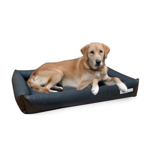 dogsfavorite, Hundebett Starter Visco aus Kunstleder, Hundekissen, orthopädisch, 100 x 75 cm, dunkelgrau von dogsfavorite