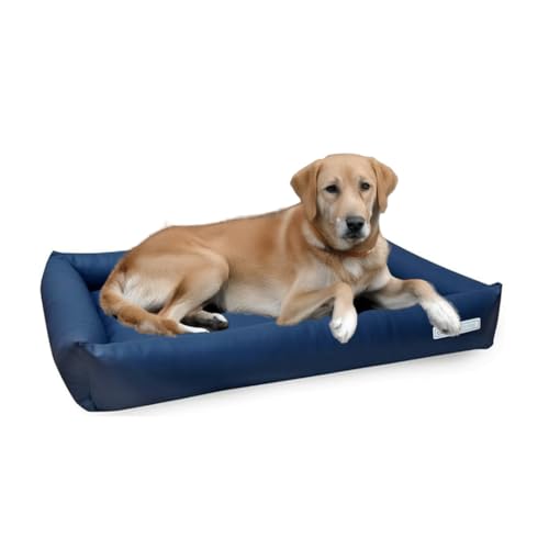 dogsfavorite, Hundebett Starter aus Kunstleder, Hundekissen, Pflegeleicht,110 x 80 cm, Marine von dogsfavorite