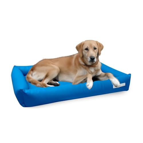 dogsfavorite, Hundebett Starter aus Kunstleder, Hundekissen, Pflegeleicht, 120 x 90 cm, blau von dogsfavorite