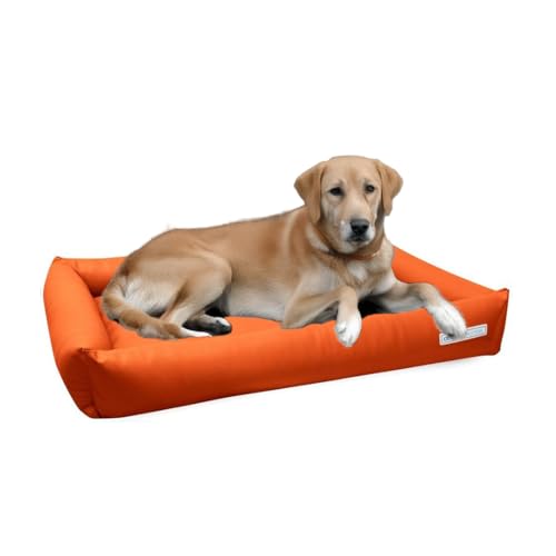 dogsfavorite, Hundebett Starter aus Kunstleder, Hundekissen, Pflegeleicht, 110 x 80 cm, orange von dogsfavorite