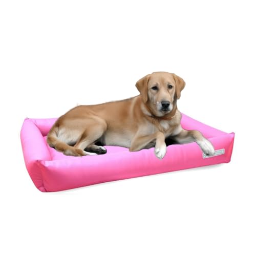 dogsfavorite Hundebett Starter aus Kunstleder pink Gr. XL 120 x 90cm Hundekissen Hundesofa Hundebetten von dogsfavorite