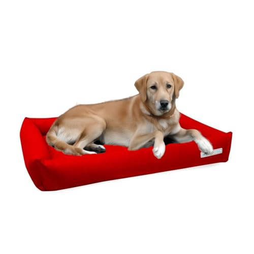 dogsfavorite Hundebett Starter aus Kunstleder rot Gr. L 110 x 80cm Hundekissen Hundesofa Hundebetten von dogsfavorite