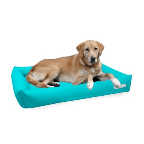 dogsfavorite, Hundebett Starter aus Kunstleder, Hundekissen, Pflegeleicht, 110 x 80 cm, türkis von dogsfavorite