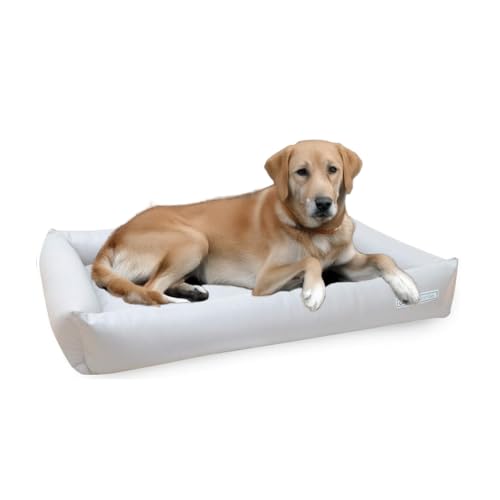 dogsfavorite, Hundebett Starter aus Kunstleder, Hundekissen, Pflegeleicht, 100 x 75 cm, weiß von dogsfavorite