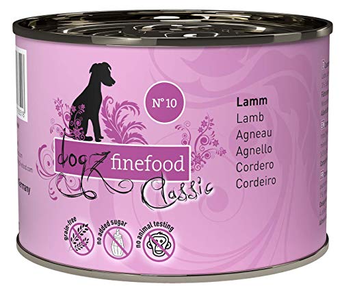 dogz finefood Hundefutter nass - N° 10 Lamm - Feinkost Nassfutter für Hunde & Welpen - getreidefrei & zuckerfrei - hoher Fleischanteil, 6 x 200 g Dose von Dogz finefood