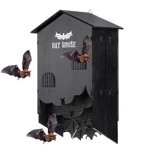 doyandader Fledermauskästen für den Außenbereich, Wand-Holz-Fledermausnest, Dreikammer-Wandhalterung, Unterschlupf, Häuser, Box für Garten, Hinterhöfe, Outdoor-Halloween-Dekoration von doyandader