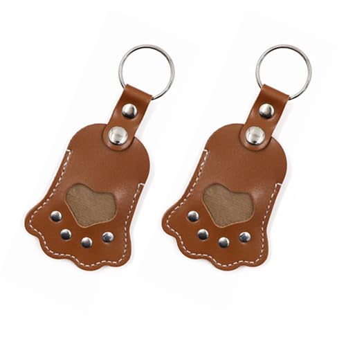drburpily 2 Tierhaar Aufbewahrungsketten, Pfotenförmige Schlüsselanhänger, Schlüsselanhänger als Haustier Gedenkgeschenk, Material, weich und zum Sammeln von Katzen, Dunkelbraun von drburpily