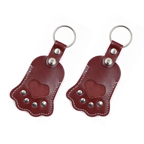 drburpily 2 Tierhaar Aufbewahrungsketten, Pfotenförmige Schlüsselanhänger, Schlüsselanhänger als Haustier Gedenkgeschenk, Material, weich und zum Sammeln von Katzen, dunkelrot von drburpily
