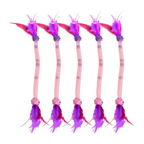 drburpily 5X Necken mit stimulierenden Instinktspielzeugen, Vogel, Katzenminze, Katzenfedern, 5X Katzenspielzeug mit Federn, Neckseil, Typ+1 von drburpily