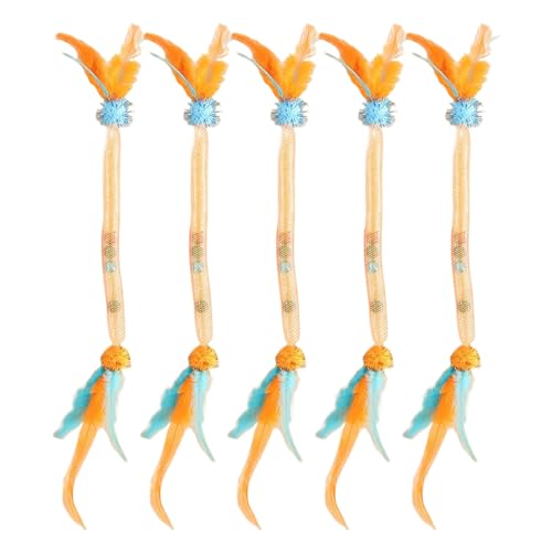 drburpily 5X Necken mit stimulierenden Instinktspielzeugen, Vogel, Katzenminze, Katzenfedern, 5X Katzenspielzeug mit Federn, Neckseil, Typ+2 von drburpily