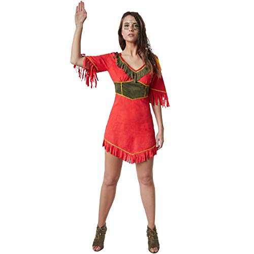 dressforfun 900520 - Damenkostüm schöne Mohikanerin, Indianisches Kurzkleid in Wildlederoptik (L | Nr. 302600) von dressforfun