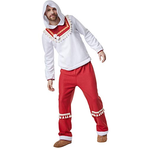 dressforfun 900528 - Herrenkostüm einfallsreicher Eskimo, Zweiteiliges Eskimokostüm in Rot und Weiß (M | Nr. 302646) von dressforfun