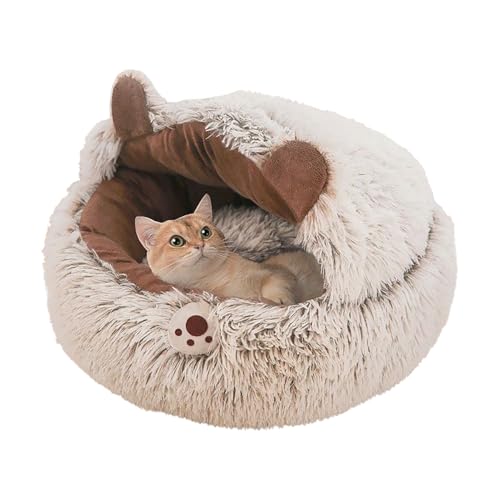 Katzenbett Mit Kapuze Und Rutschfester Basis, Flauschiges Kuschelbett Aus Plüsch Für Katzen Und Welpen, Maschinenwaschbares Winter Wärmebett Mit Höhlendesign Katzenbett Mit Kapuze Und Rutschfester Basis, Flauschiges Kuschelbett Aus Plüsch Für Katzen Und Welpen, Maschinenwaschbares Winter Wärmebett Mit Höhlendesign von driattie