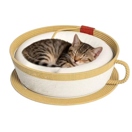 Katzenkorb Aus Baumwolle 40 cm Mit Waschbarem Kissen, Geflochtener Katzenkorb Für Alle Katzen, Atmungsaktiver Schlafkorb Für Vier Jahreszeiten Katzenkorb Aus Baumwolle 40 cm Mit Waschbarem Kissen, Geflochtener Katzenkorb Für Alle Katzen, Atmungsaktiver Schlafkorb Für Vier Jahreszeiten von driattie