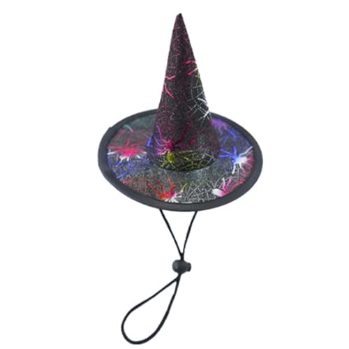 driattie Halloween-Hut für Katzen, Hexe, Haustier-Kostüme, verstellbarer Riemen, Netz-Kopfbedeckung für große und mittelgroße Rassen, Foto-Requisiten, Cosplay, Haustier-Shows, Weihnachtsfeiern von driattie