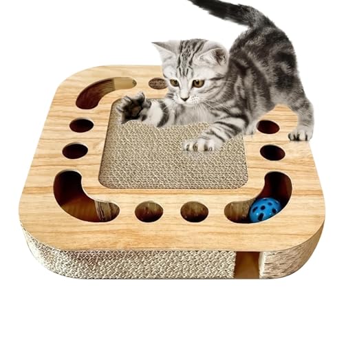 driattie Katzenkratzbrett,Pappkratzer - Spielzeug Mit 2 Glocken Bällen Für Kätzchen Zum Kratzen Im Haus von driattie