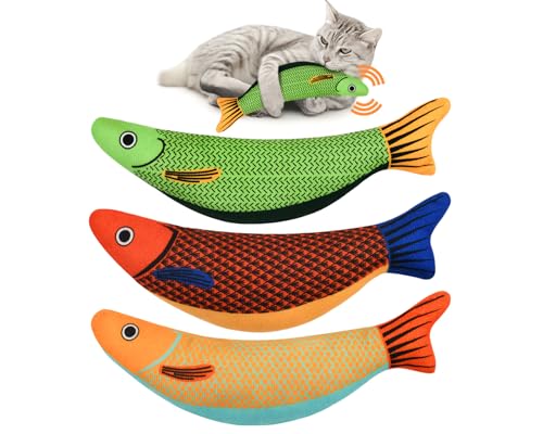 ds. distinctive style Katzenminze Katzenspielzeug mit dezentem Klang, Kicker und interaktive Fischformen für Kätzchen und ausgewachsene Katzen, 3 Stück von ds. distinctive style