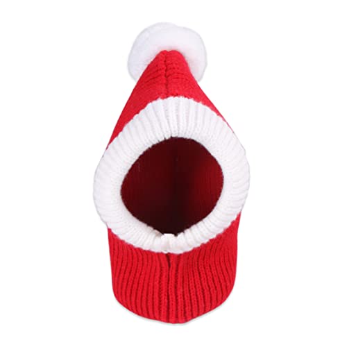 dsbdrki Haustierkleidung Weihnachtshund Hut lustig gehäkelt Snood Dog Hut warm warm Winter Weihnachtskopf Kleidung mit Pompon rot l von dsbdrki
