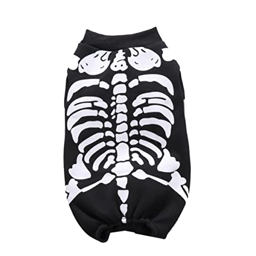 dsbdrki Hundekostüm Halloween Party Skeleton Haustier Hunde Katze Jumpsuit Cosplay Kostüm Kleid Kätzchen Welpenbekleidung (schwarz, m) von dsbdrki