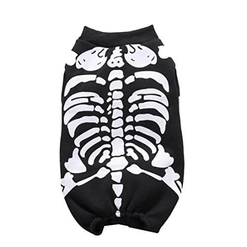 dsbdrki Hundekostüm Halloween Party Skelett Hunde Hunde Katze Jumpsuit Cosplay Kostüm Dress Up Kätzchen Welpenbekleidung (schwarz, XL) von dsbdrki
