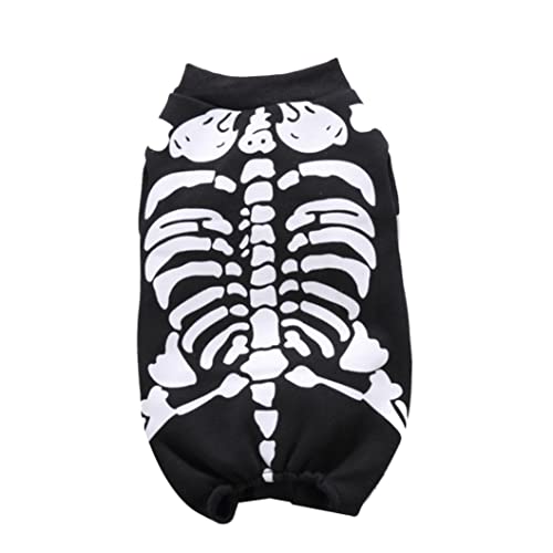 dsbdrki Hundekostüm Halloween Party Skelett Hunde Hunde Katze Jumpsuit Cosplay Kostüm Dress Up Kätzchen Welpenbekleidung (schwarz, l) von dsbdrki