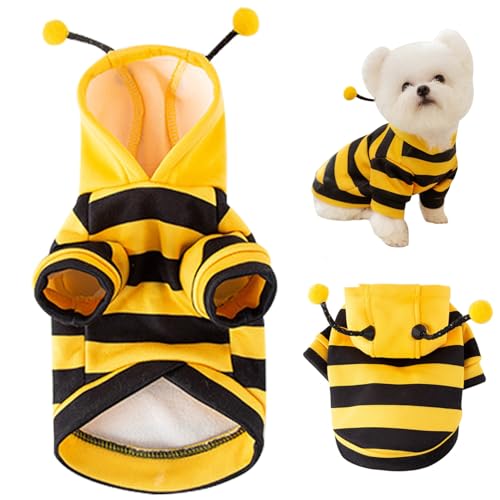 dsbdrki Kostüme Hunde Bienenkostüm mit D Ringgröße XXL weiches Hund Hoodie Winter -Outfit Halten Sie Haustiere warm für kleine Hunde Cosplay, Weihnachten, Halloween von dsbdrki