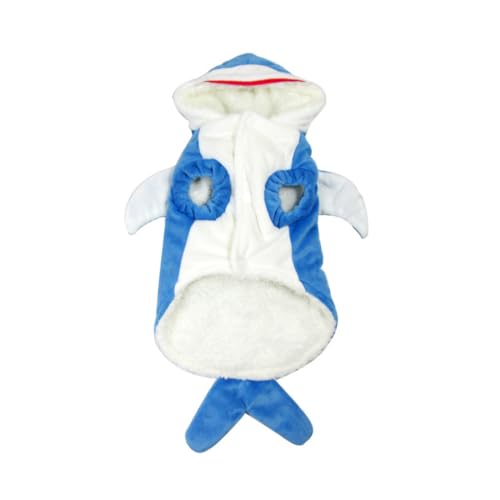 dsbdrki Vest Halloween Hundehai Kostüm- Weihnachtskleid-Kleid Fleece Warm Hunde Hoodie Outfits Haustier entzückender Wintermantel für Katzen und Hunde, blau (klein) von dsbdrki