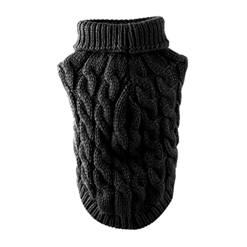 dsbdrki Weste Haustier Dog Turtleneck Strickpullover Mantel Winterwärmer verdickter Pullover Strickwaren Häkelmantel Kleidung für kleine mittelgroßen Hundepapler Katze (schwarz) von dsbdrki