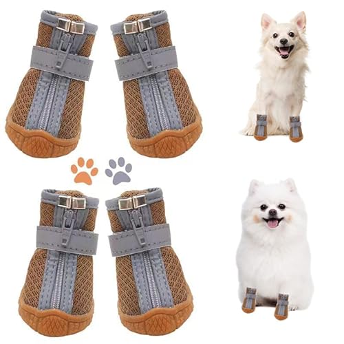 Hundeschuhe für kleine Hunde, Welpen-Hundestiefel und Pfotenschutz für Winter, Schnee, Sommer, heißer Gehweg, wasserdicht bei Regen, Wandern, Indoor-Hartböden mit rutschfester Sohle, 4 Stück/Set Hundeschuhe für kleine Hunde, Welpen-Hundestiefel und Pfotenschutz für Winter, Schnee, Sommer, heißer Gehweg, wasserdicht bei Regen, Wandern, Indoor-Hartböden mit rutschfester Sohle, 4 Stück/Set von dtyxpet