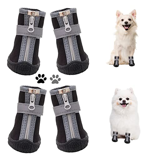 Hundeschuhe für kleine Hunde, Welpen-Hundestiefel und Pfotenschutz für Winter, Schnee, Sommer, heißer Gehweg, wasserdicht bei Regen, Wandern, Indoor-Hartböden mit rutschfester Sohle, 4 Stück/Set Hundeschuhe für kleine Hunde, Welpen-Hundestiefel und Pfotenschutz für Winter, Schnee, Sommer, heißer Gehweg, wasserdicht bei Regen, Wandern, Indoor-Hartböden mit rutschfester Sohle, 4 Stück/Set von dtyxpet