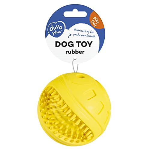 duvoplus, Gummi Giggle Ribble Ball 8,5 x 8,5 x 8,5 cm, Gelb, Spielzeug, Gelb, Hund von Duvoplus