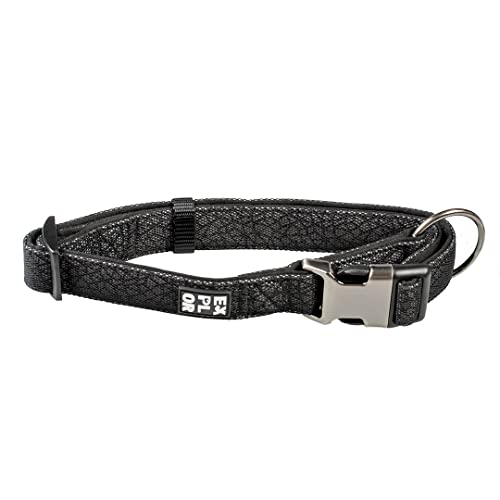 duvoplus, Halsband aus Nylon, reflektierend, GA Me, City NY, Größe S, 20-35 cm/15 mm, Schwarz, für aktive Hunde, einfache Anwendung, ideal für eine Urbane Erkundung am Tag und am Abend von Duvoplus