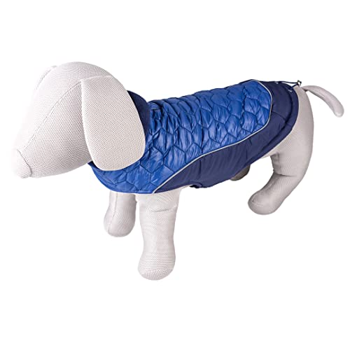 duvoplus, Hundejacke Hi Vis Quilt L – 60 cm blau, modisches Design, 100% Polyester, vollständig gepolstert, wasserdicht, reflektierende Streifen, leicht anzuziehen, Klettbänder von Duvoplus