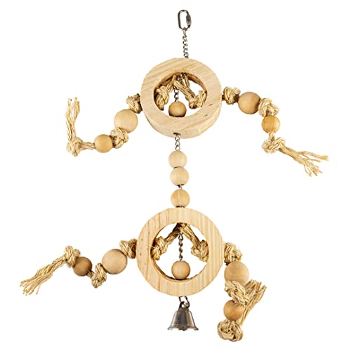 duvoplus, Ringe aus Holz mit Sisalseil und Perlen, 55 x 17 x 3,2 cm, Beige, Vögel, Beige von Duvoplus