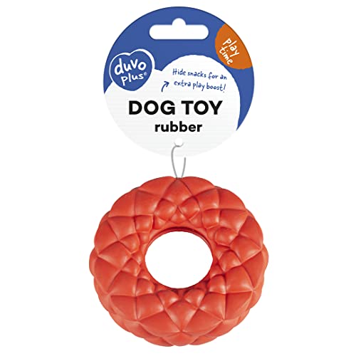 duvoplus, Rubber Bubble Ring Spender 11 x 11 x 3,3 cm, Rot, Spielzeug, Rot, Hund von Duvoplus