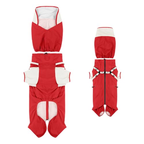 dzqad Hunderegenjacke Wasserdicht | Mit Kapuze & Leichter Poncho-Design,wasserdichte Reflektierende Kapuzenkleidung Für Hunde Und Welpen In Größen M Bis XL Bei Regenwetter Für Spaziergänge Und Reisen von dzqad