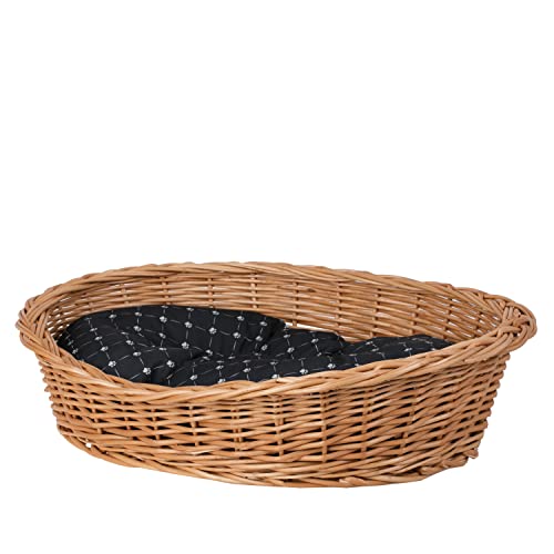 Hundekorb aus Weide in Naturfarbe, Tierkorb, Katzenkorb (50x36 H16, Schwarz) von e-wicker24 Alles aus Weide