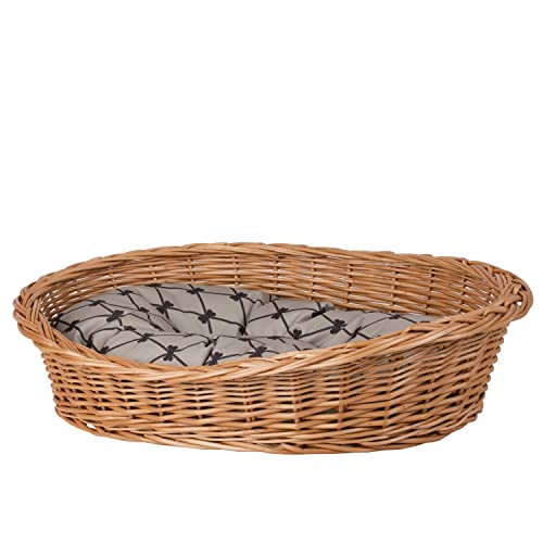 Hundekorb aus Weide in Naturfarbe, Tierkorb, Katzenkorb (70x54 H22, Beige) von e-wicker24 Alles aus Weide